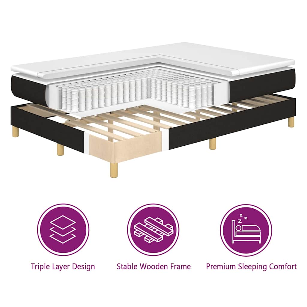 Letto a molle con testiera Nero 200 x 200 cm Tessuto | homemem39