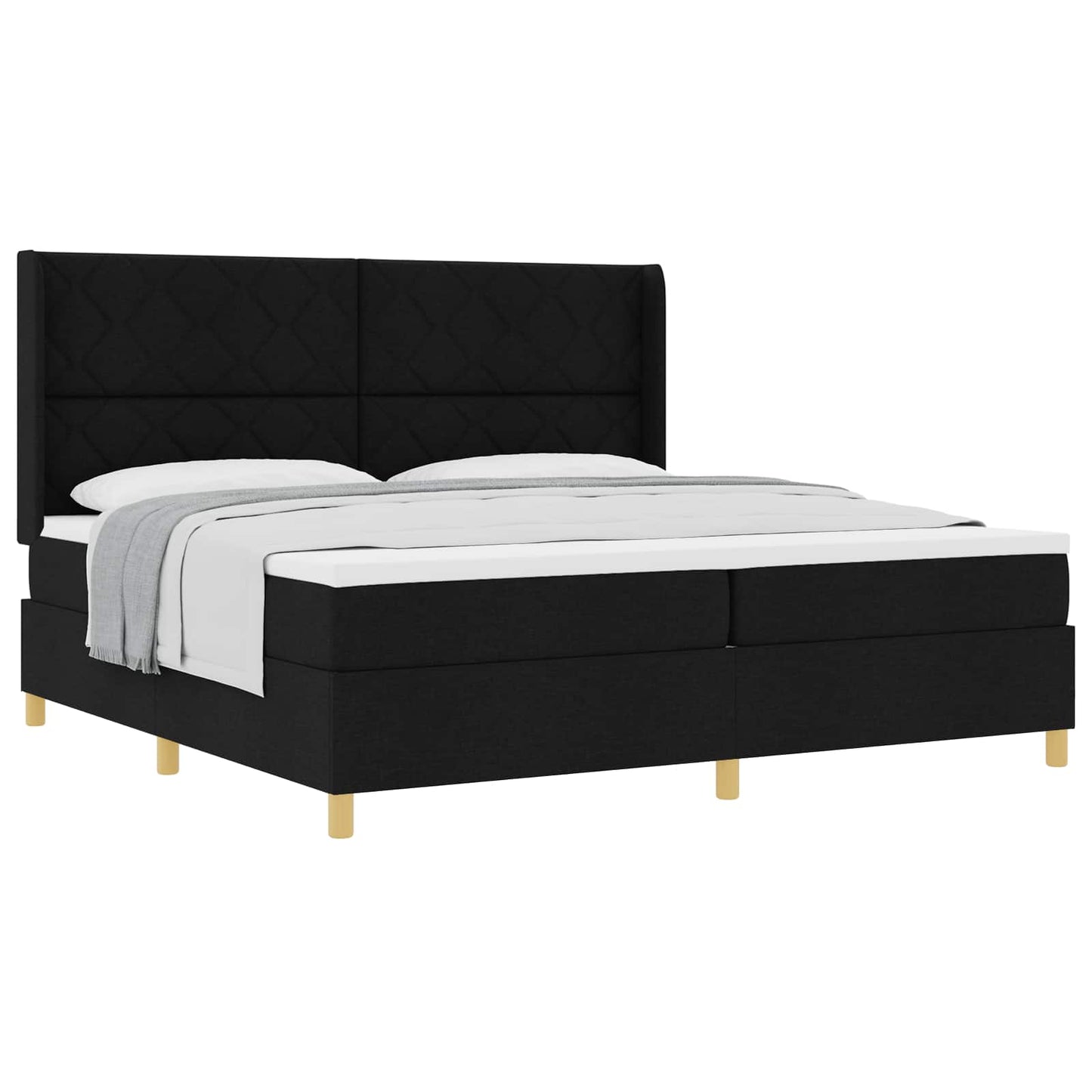 Letto a molle con testiera Nero 200 x 200 cm Tessuto | homemem39