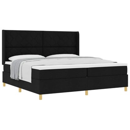 Letto a molle con testiera Nero 200 x 200 cm Tessuto | homemem39
