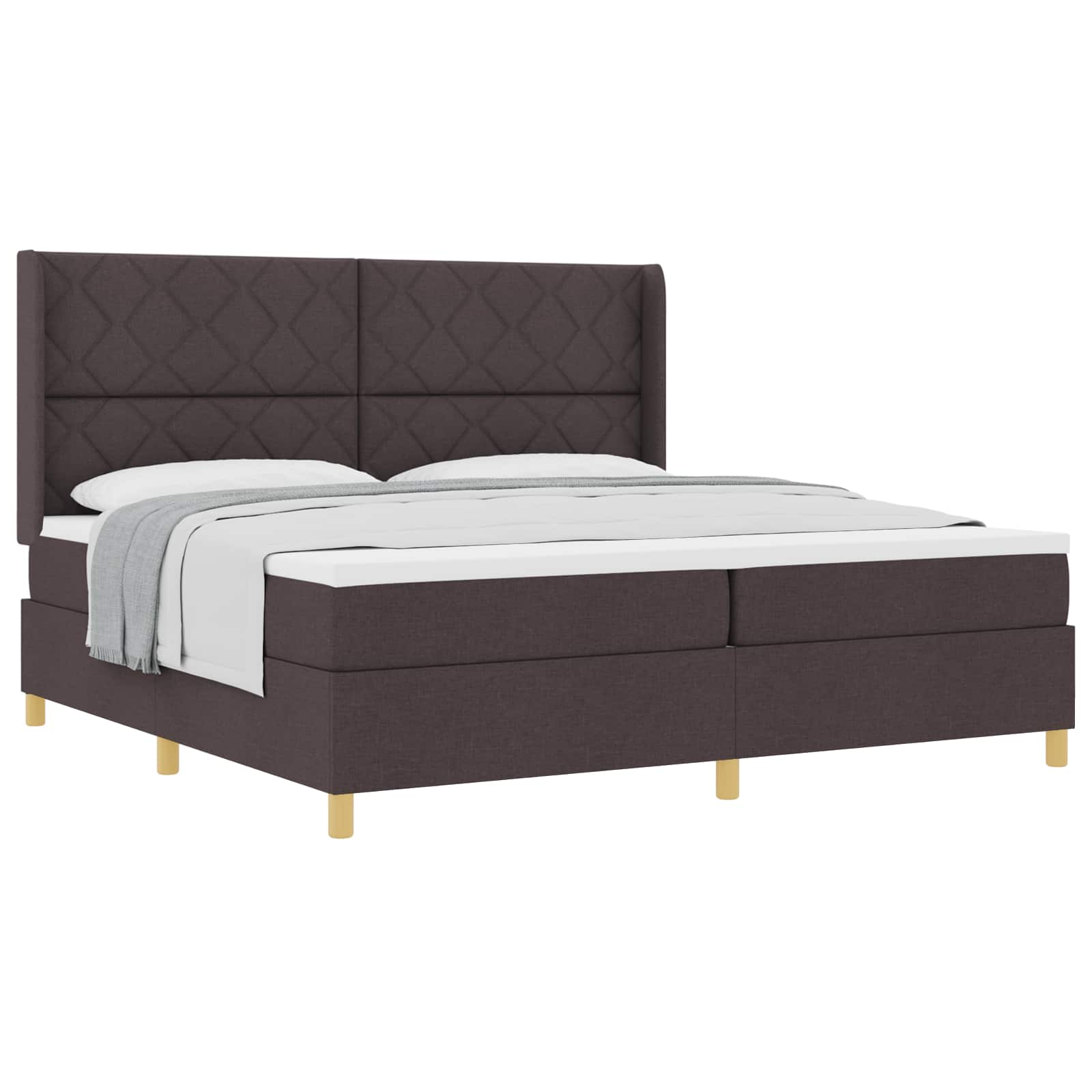 Letto a molle con testiera Marrone Scuro 200 x 200 cm Tessuto | homemem39