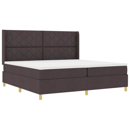 Letto a molle con testiera Marrone Scuro 200 x 200 cm Tessuto | homemem39