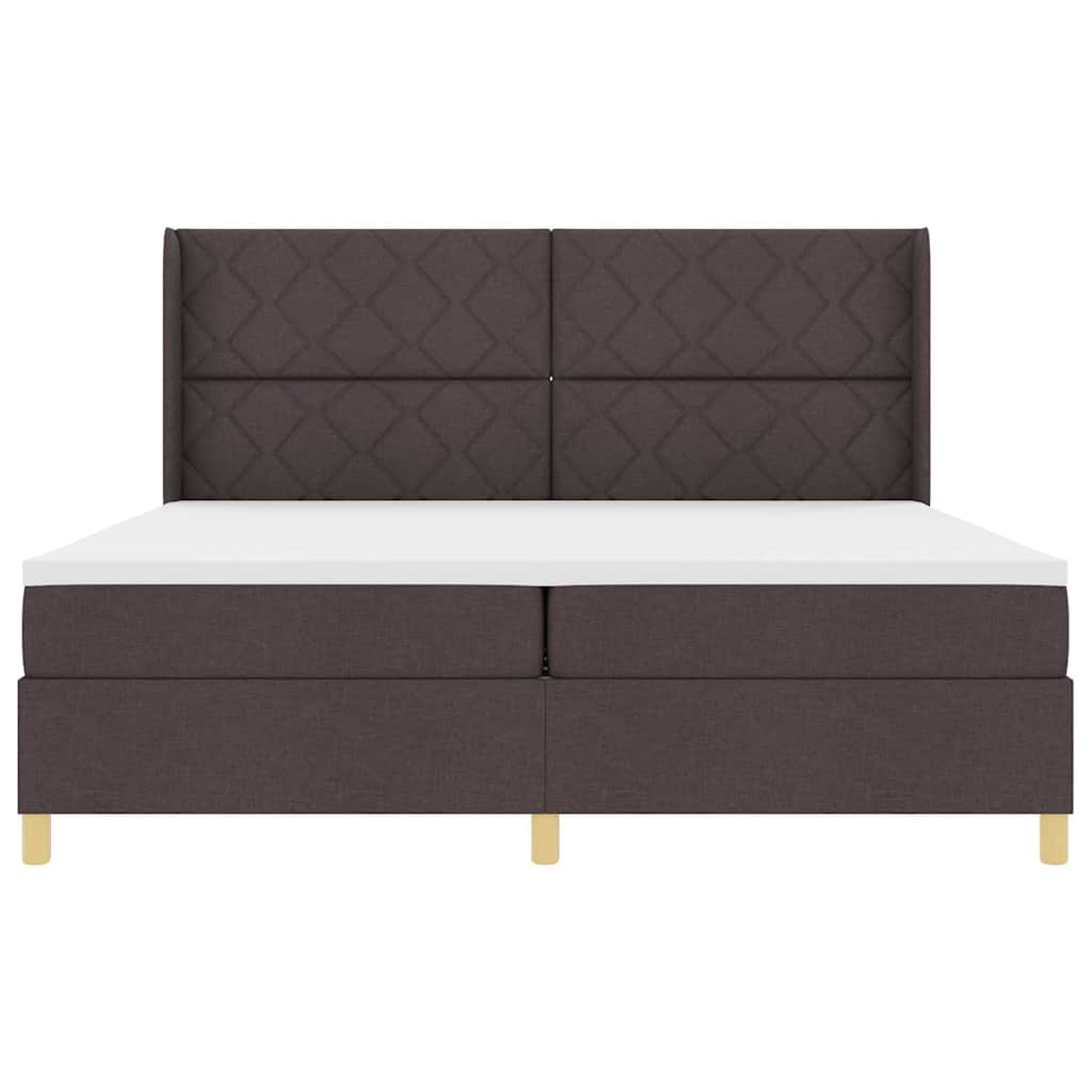 Letto a molle con testiera Marrone Scuro 200 x 200 cm Tessuto | homemem39