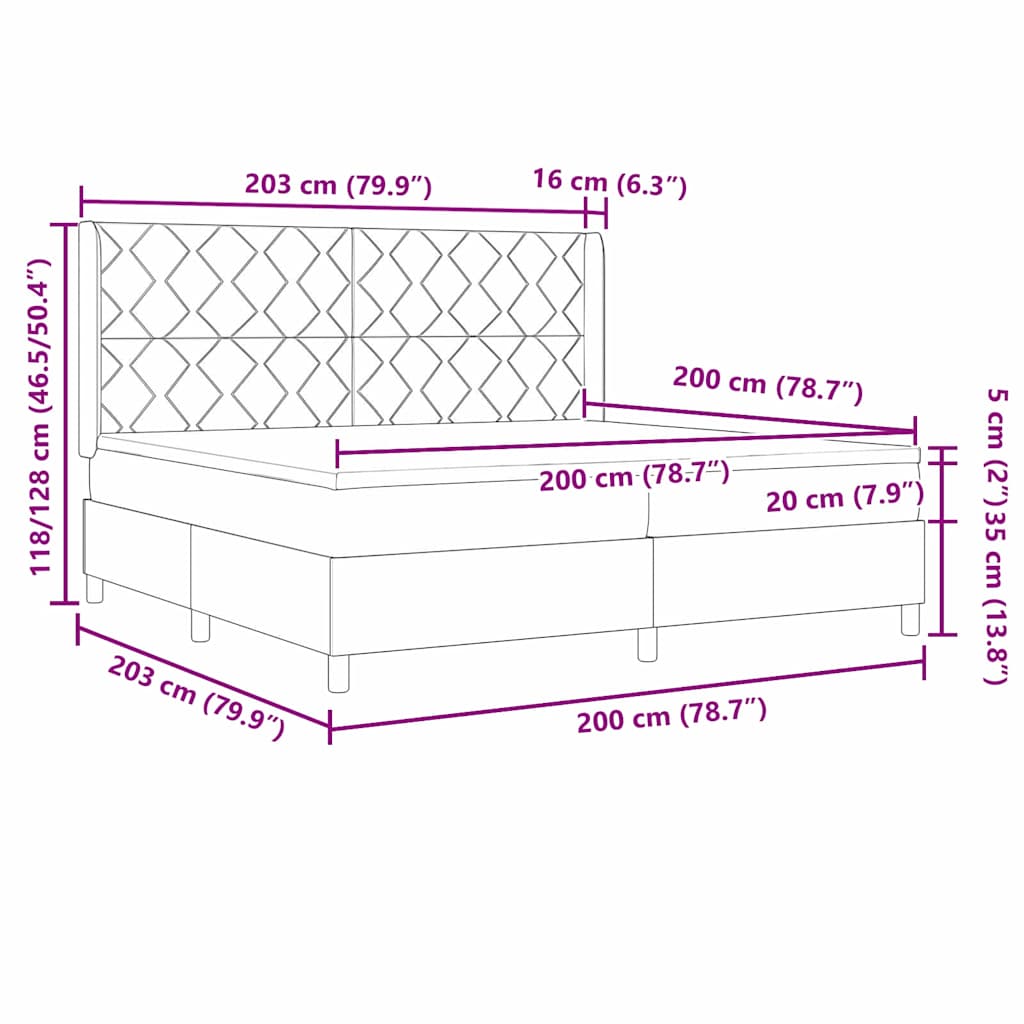 Letto a Molle con materasso Blu 200 x 200 cm Tessuto - homemem39