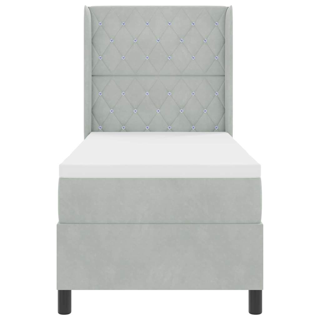 Letto a molle con materasso Grigio chiaro 80 x 200 cm Velluto