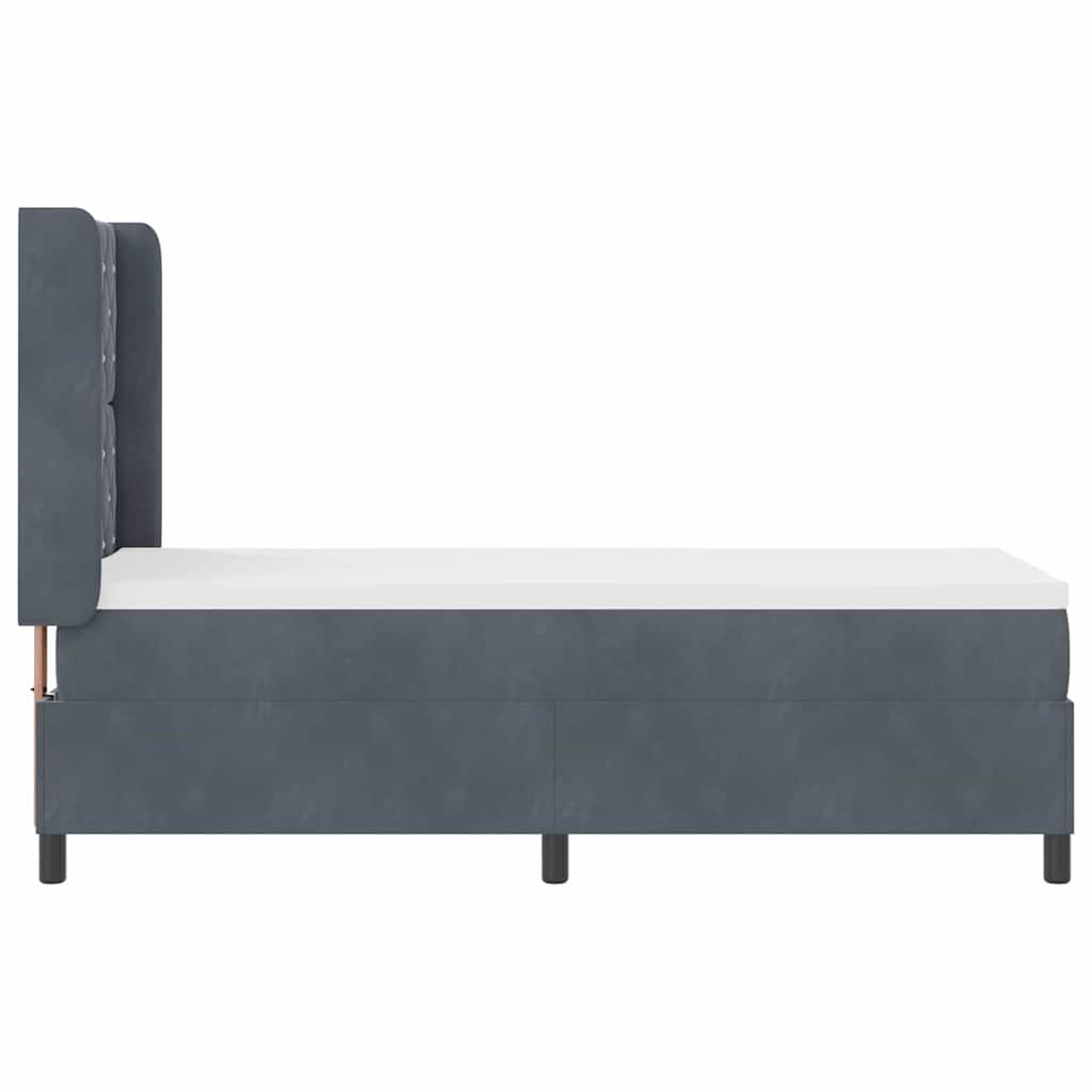 Letto a molle con materasso Grigio scuro 80 x 200 cm Velluto | homemem39