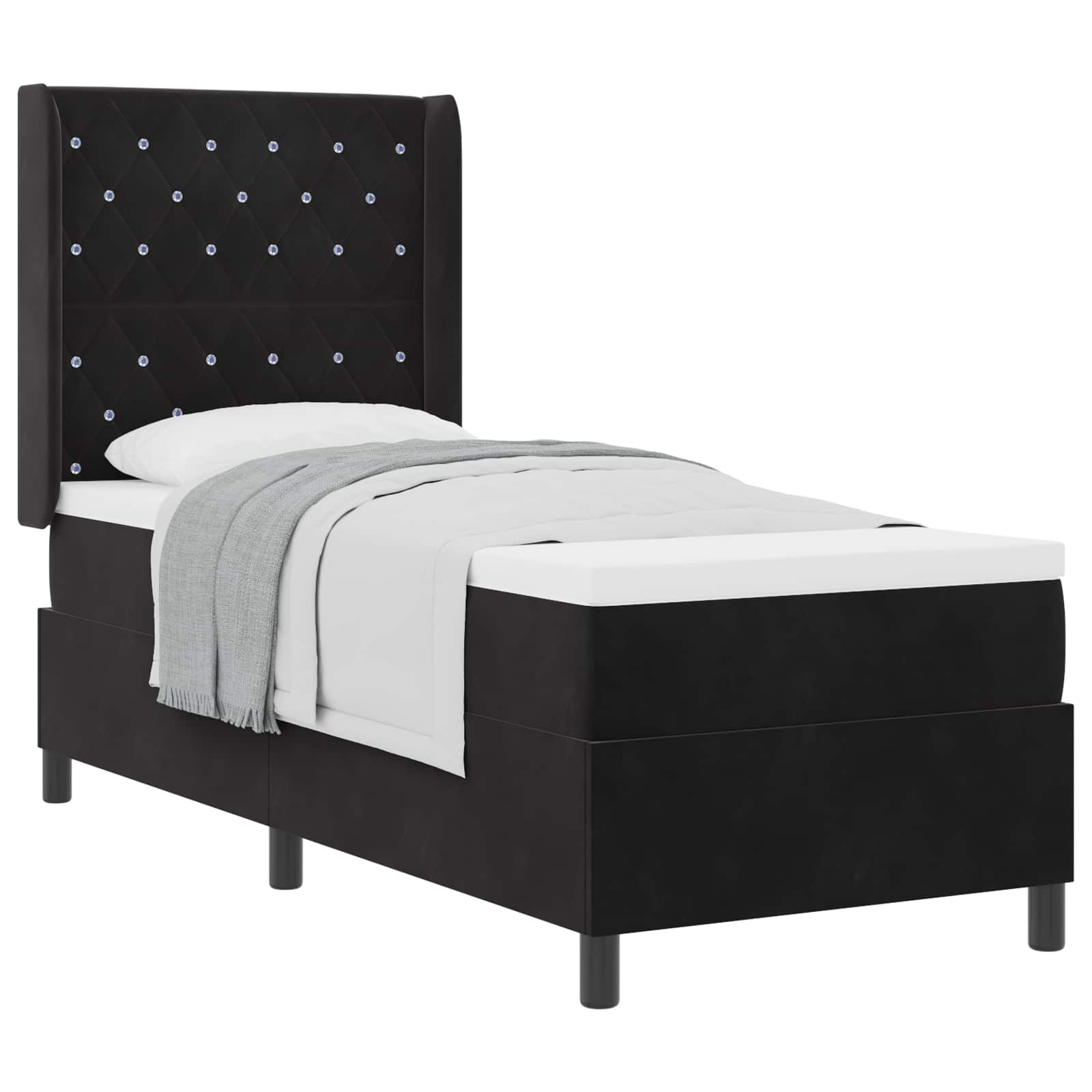 Letto a molle con materasso Nero 80 x 200 cm Velluto | homemem39