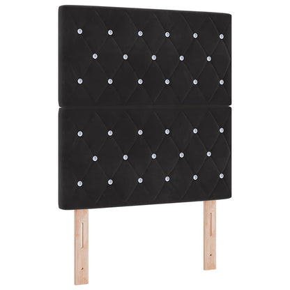 Letto a molle con materasso Nero 80 x 200 cm Velluto | homemem39