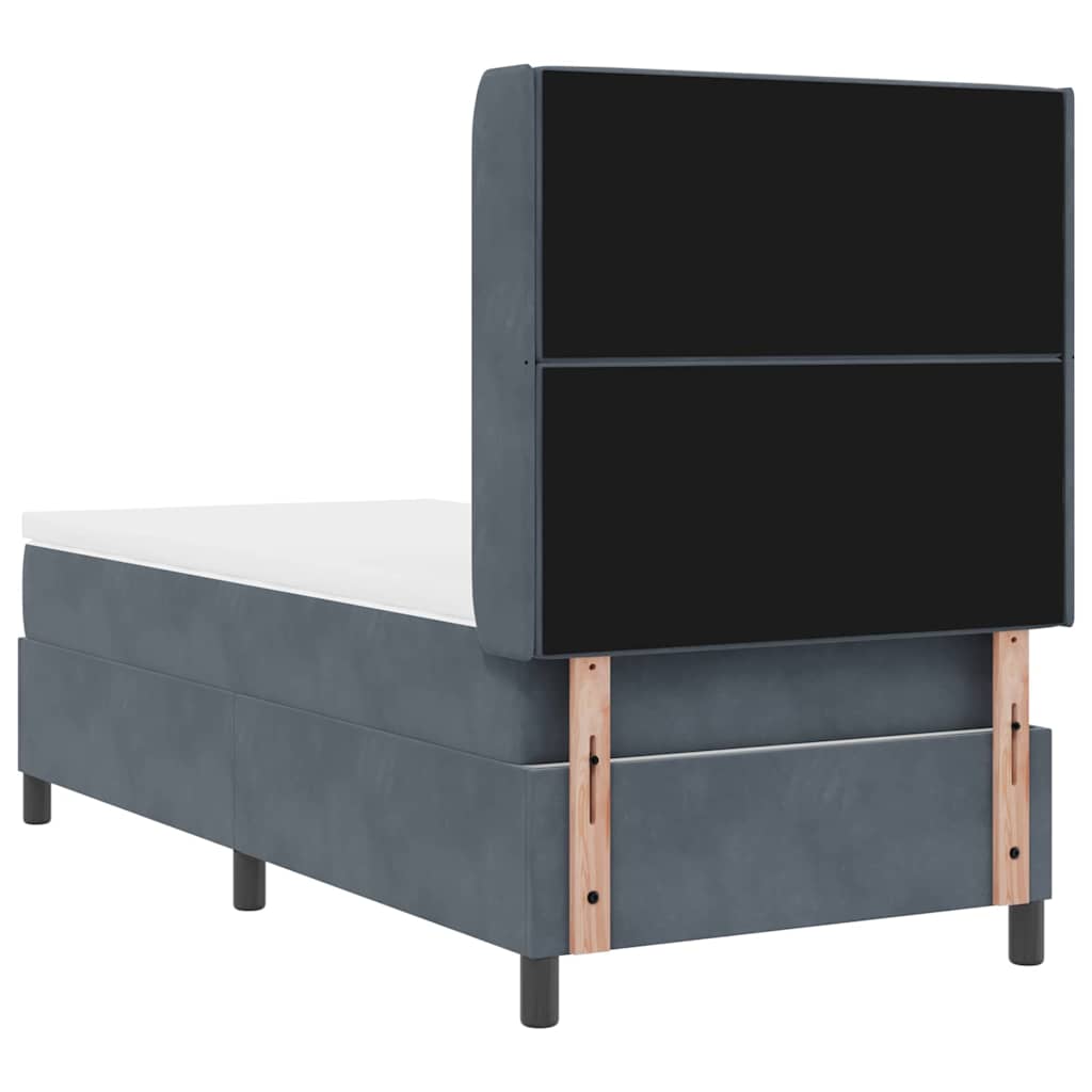 Letto a molle con materasso Grigio scuro 90 x 190 cm Velluto | homemem39