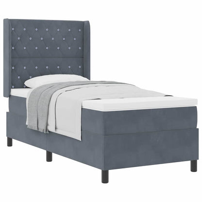Letto a molle con testiera Grigio scuro 100 x 200 cm Velluto - homemem39