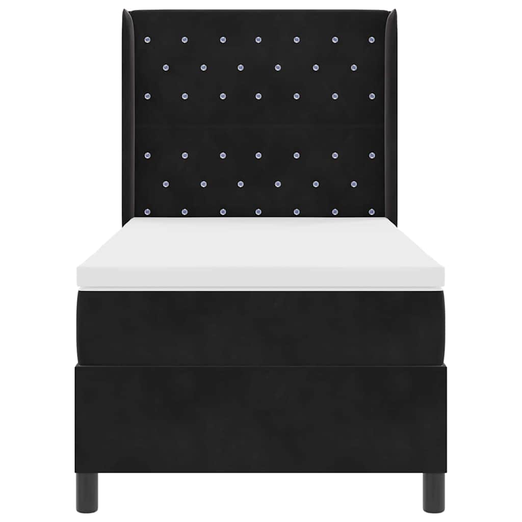 Letto a molle con materasso Nero 100 x 200 cm Velluto | homemem39