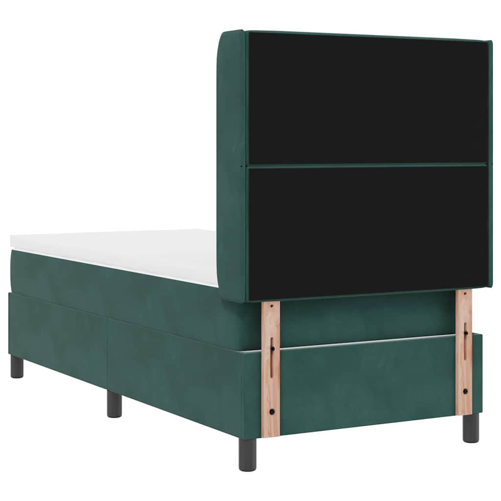 Letto a molle con materasso Verde Scuro 100 x 200 cm Velluto | homemem39