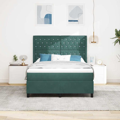 Letto a molle con materasso Verde Scuro 140 x 190 cm Velluto | homemem39