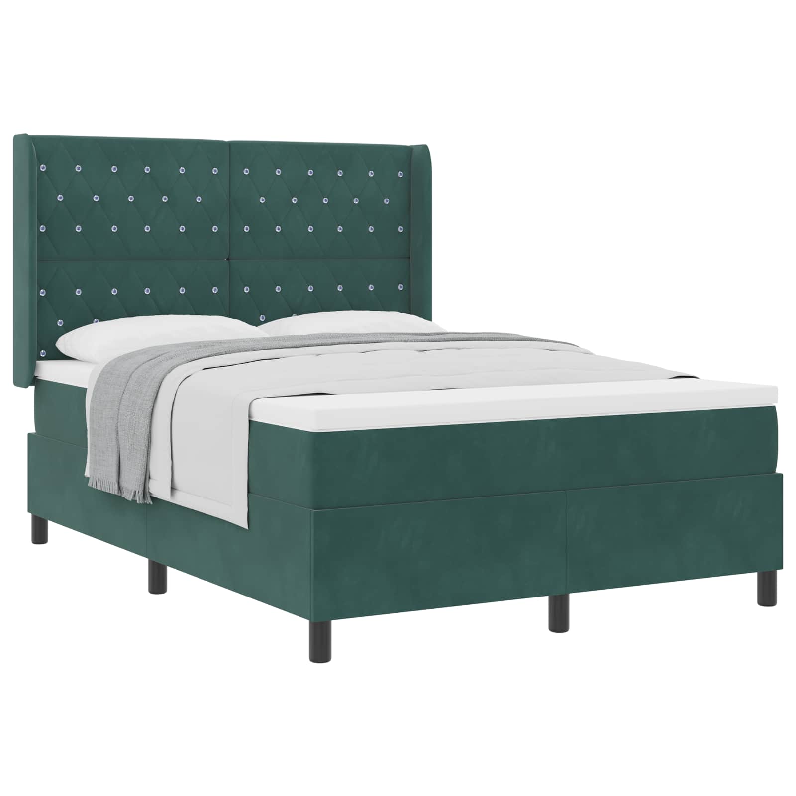 Letto a molle con materasso Verde Scuro 140 x 190 cm Velluto | homemem39