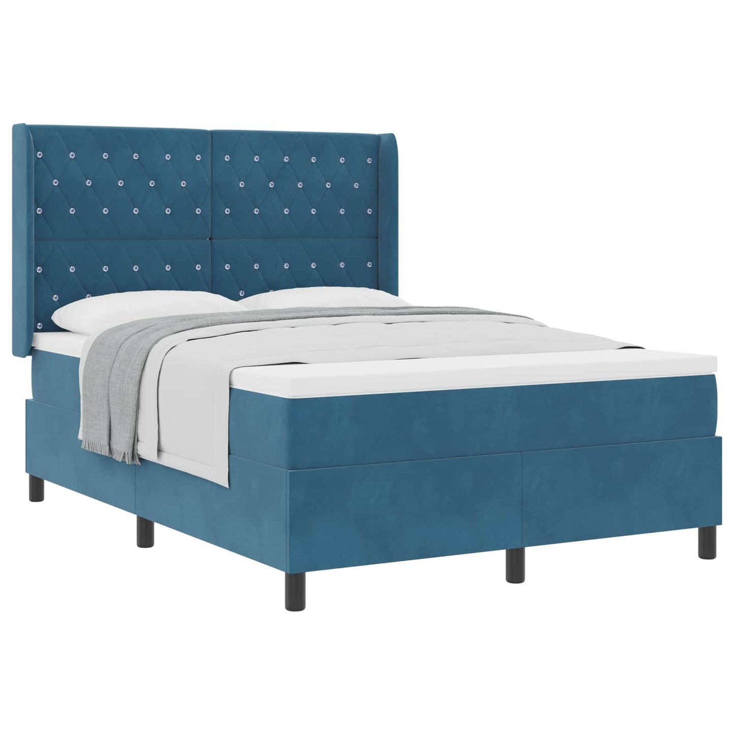 Letto a molle con materasso Blu 140 x 190 cm Velluto | homemem39
