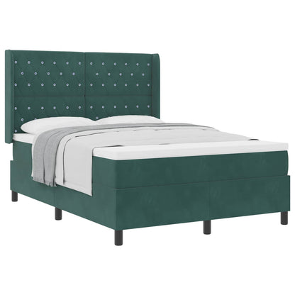 Letto a molle con materasso Verde Scuro 140 x 200 cm Velluto | homemem39