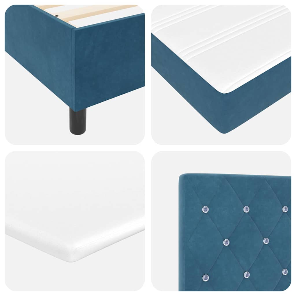 Letto a molle con materasso Blu 140 x 200 cm Velluto | homemem39