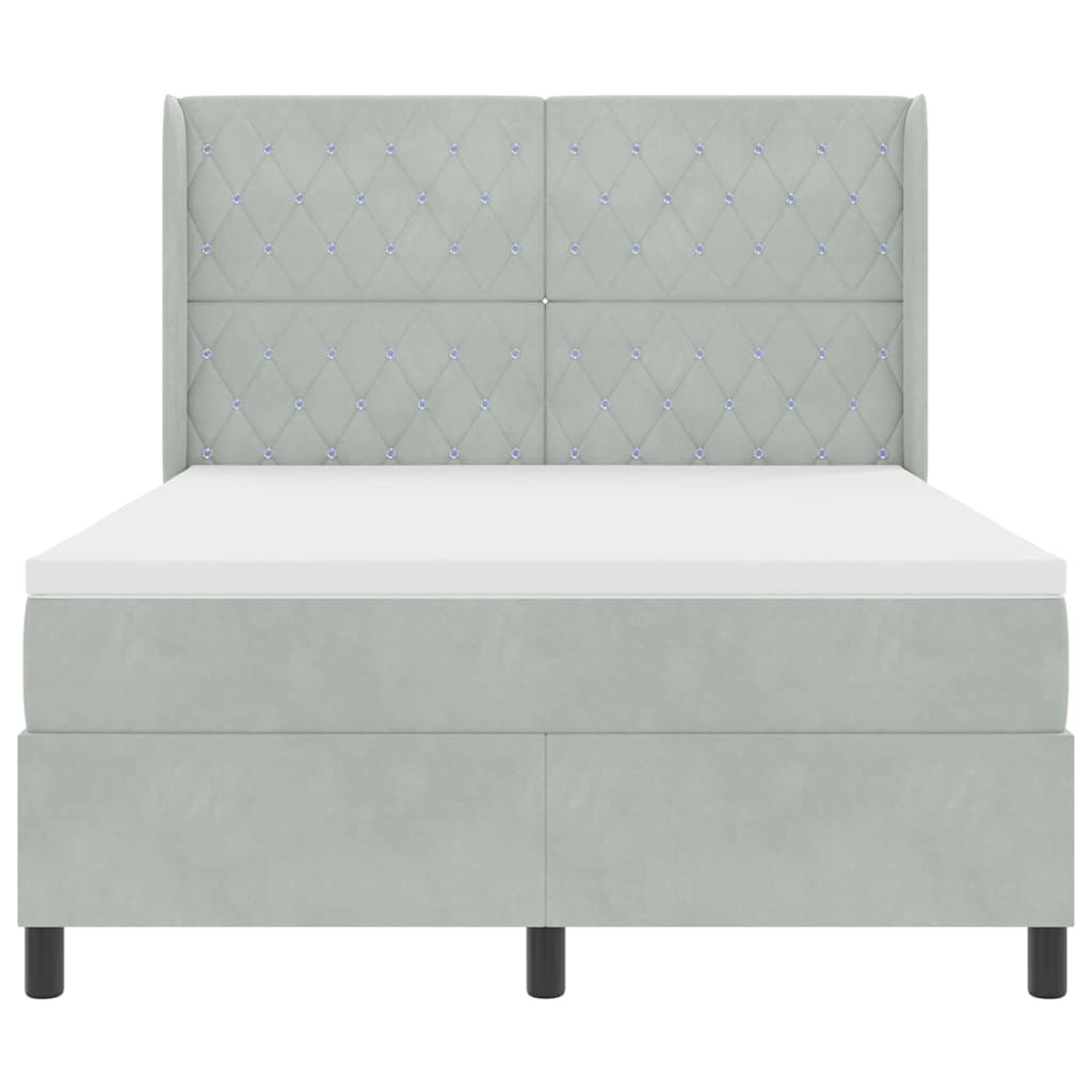 Letto a molle con testiera Grigio chiaro 160 x 200 cm Velluto - homemem39
