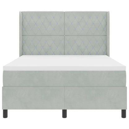 Letto a molle con testiera Grigio chiaro 160 x 200 cm Velluto - homemem39