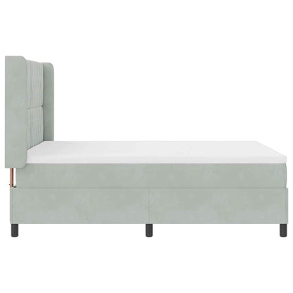 Letto a molle con testiera Grigio chiaro 160 x 200 cm Velluto - homemem39