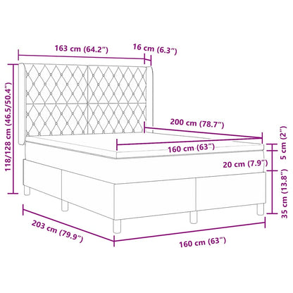 Letto a molle con testiera Grigio chiaro 160 x 200 cm Velluto - homemem39