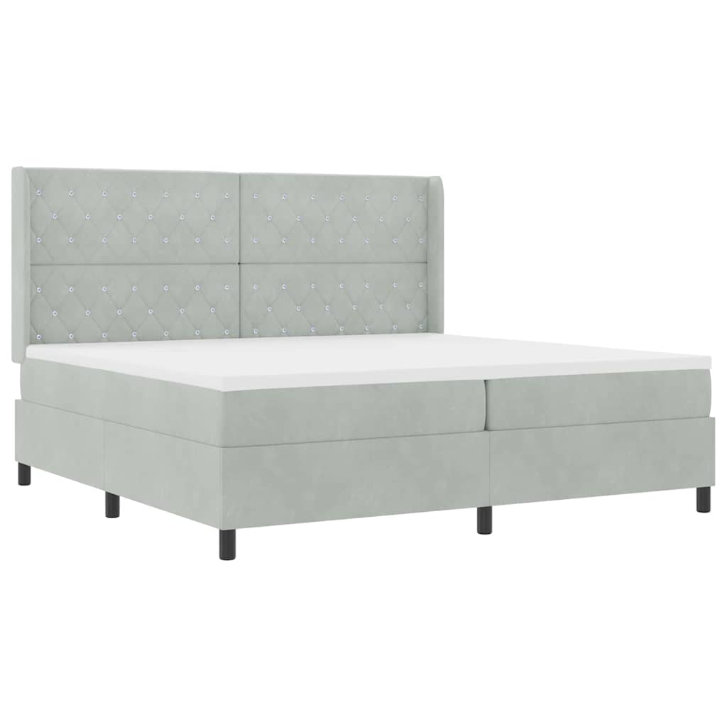 Letto a molle con testiera Grigio chiaro 200 x 200 cm Velluto - homemem39