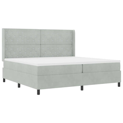 Letto a molle con testiera Grigio chiaro 200 x 200 cm Velluto - homemem39