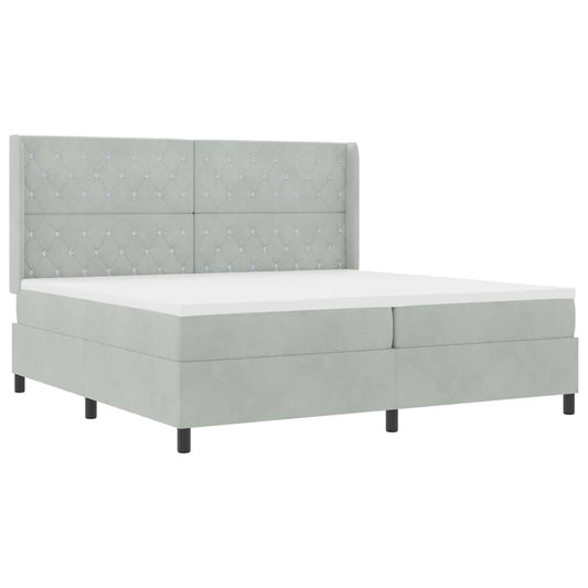 Letto a molle con testiera Grigio chiaro 200 x 200 cm Velluto - homemem39