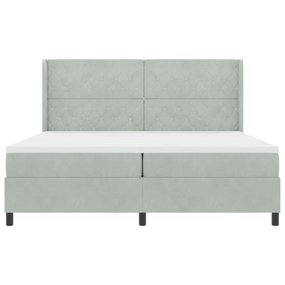 Letto a molle con materasso Grigio chiaro 200 x 200 cm Velluto