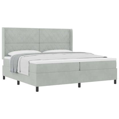 Letto a molle con testiera Grigio chiaro 200 x 200 cm Velluto - homemem39