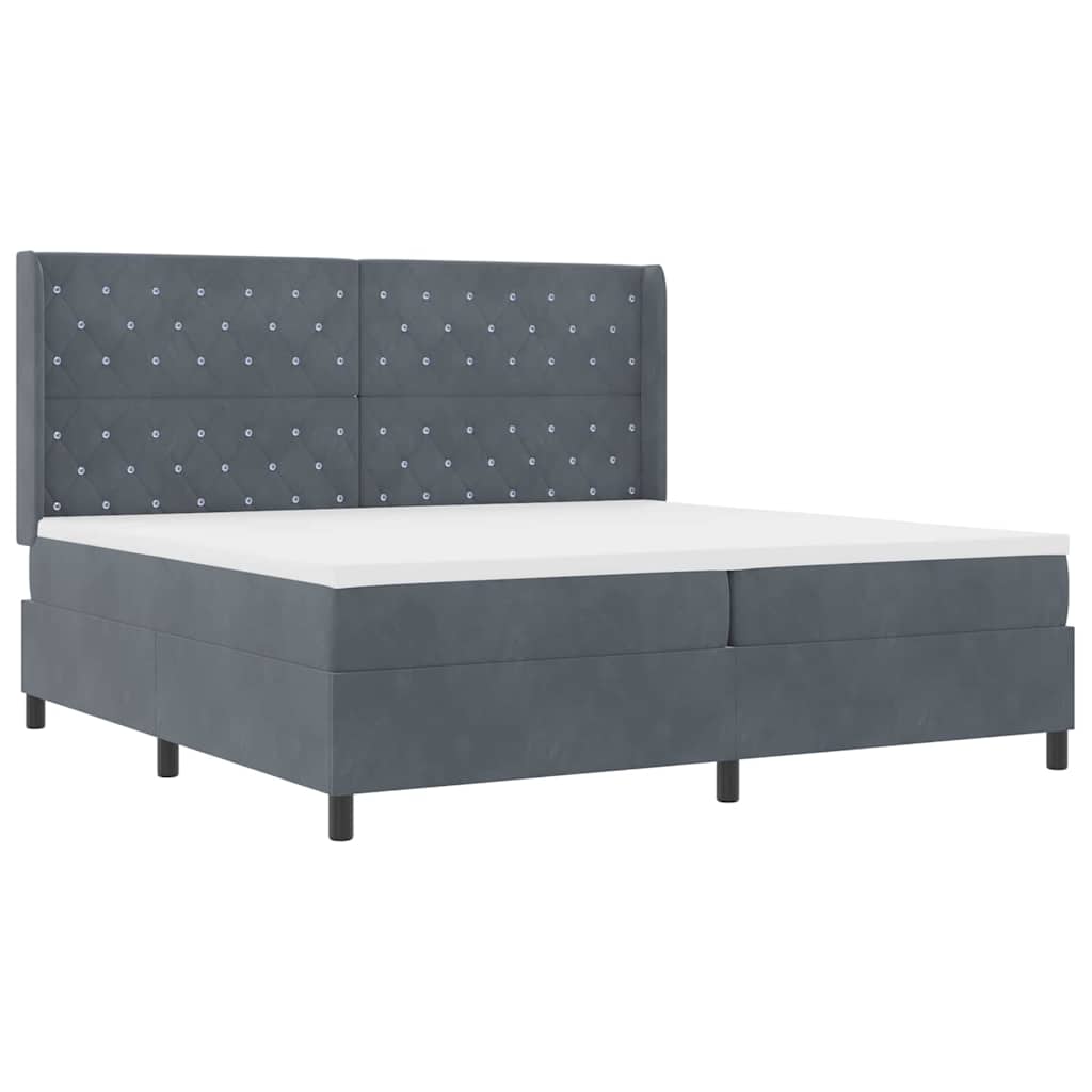 Letto a molle con materasso Grigio scuro 200 x 200 cm Velluto