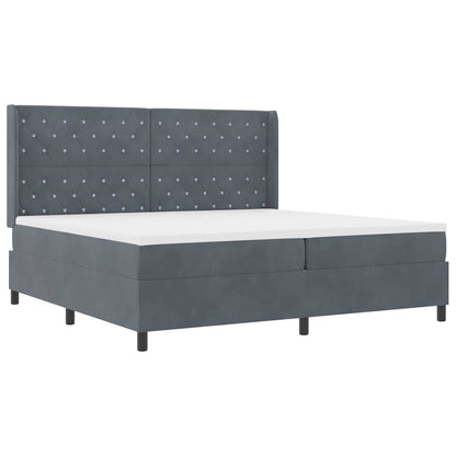 Letto a molle con materasso Grigio scuro 200 x 200 cm Velluto