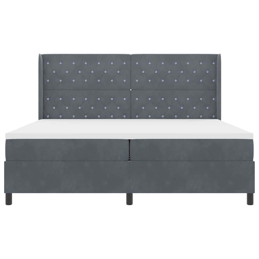 Letto a molle con testiera Grigio scuro 200 x 200 cm Velluto - homemem39