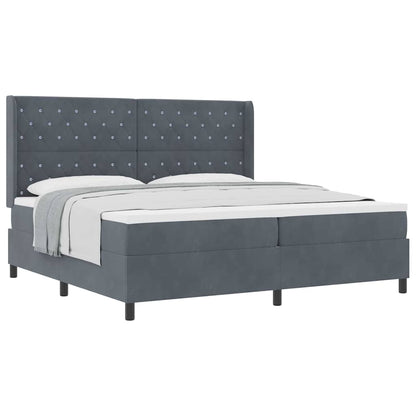 Letto a molle con testiera Grigio scuro 200 x 200 cm Velluto - homemem39