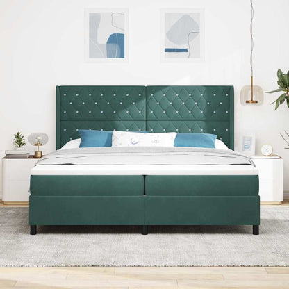 Letto a molle con materasso Verde Scuro 200 x 200 cm Velluto | homemem39