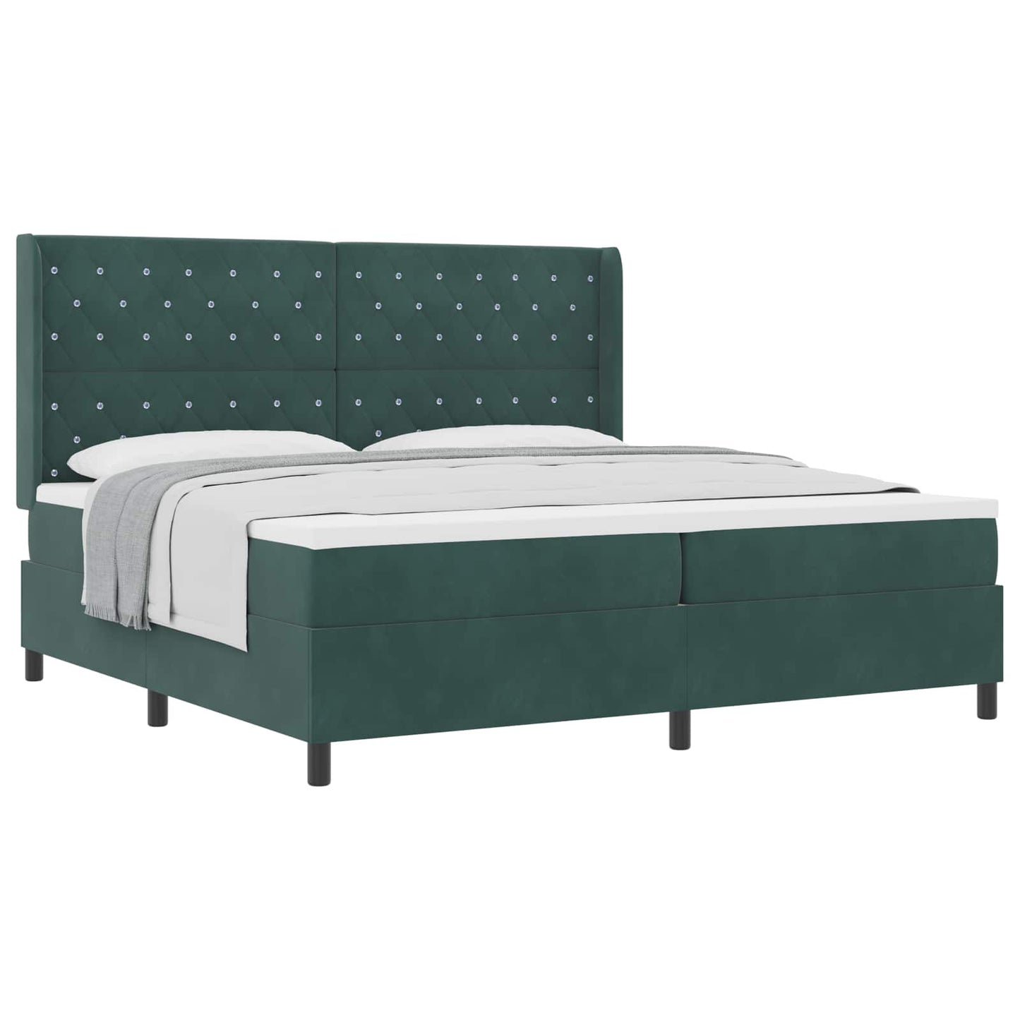 Letto a molle con materasso Verde Scuro 200 x 200 cm Velluto | homemem39