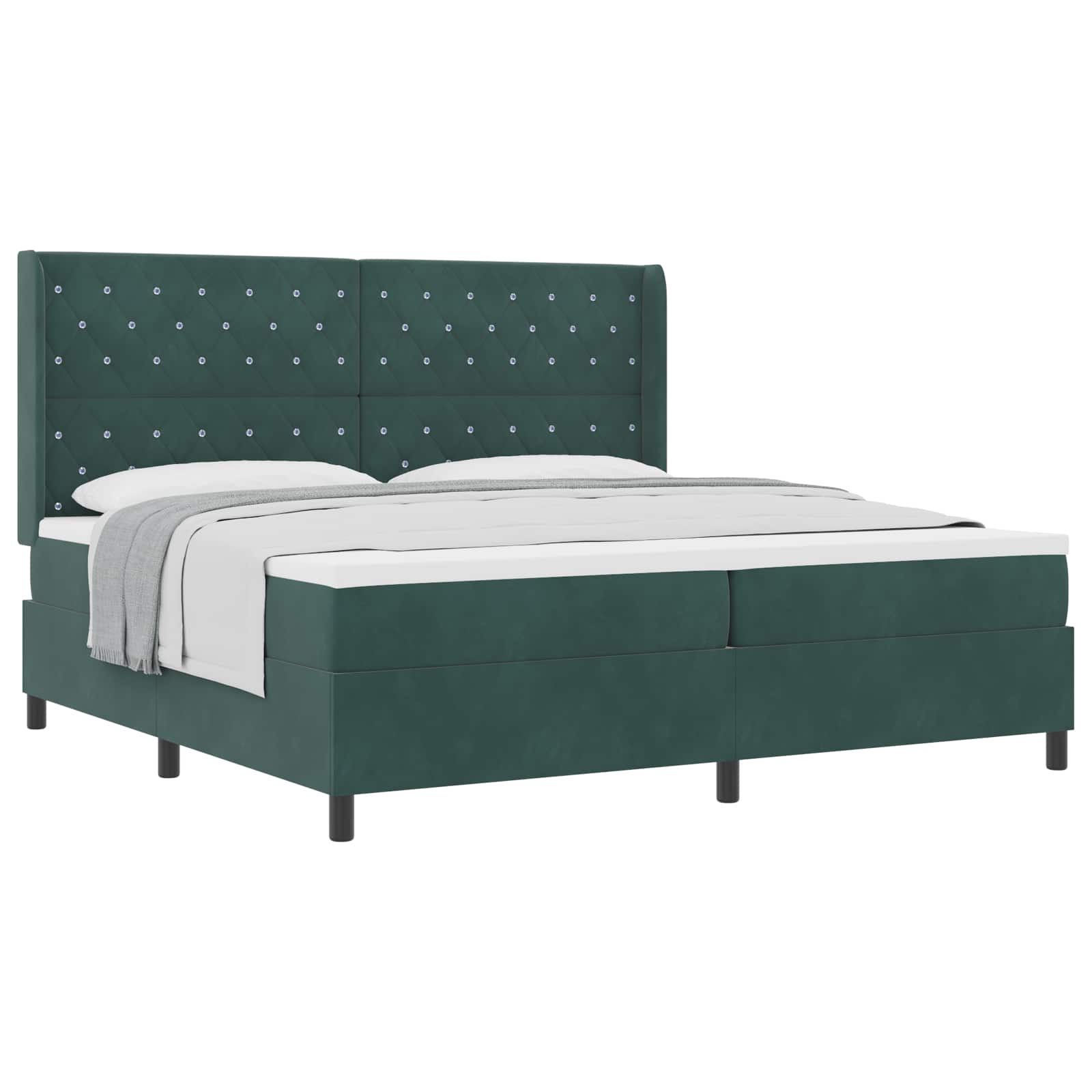 Letto a molle con materasso Verde Scuro 200 x 200 cm Velluto | homemem39