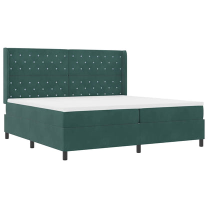 Letto a molle con materasso Verde Scuro 200 x 200 cm Velluto | homemem39