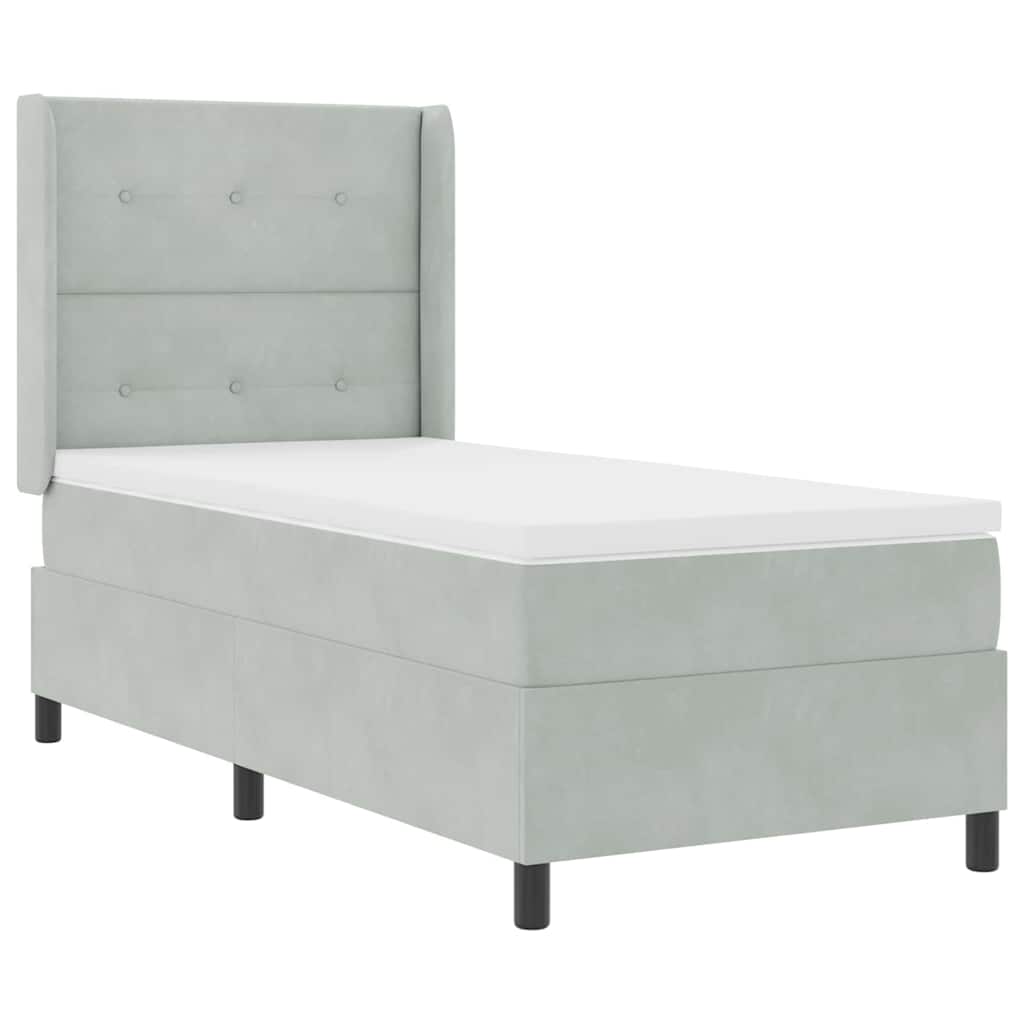Letto a molle con testiera Grigio chiaro 80 x 200 cm Velluto | homemem39