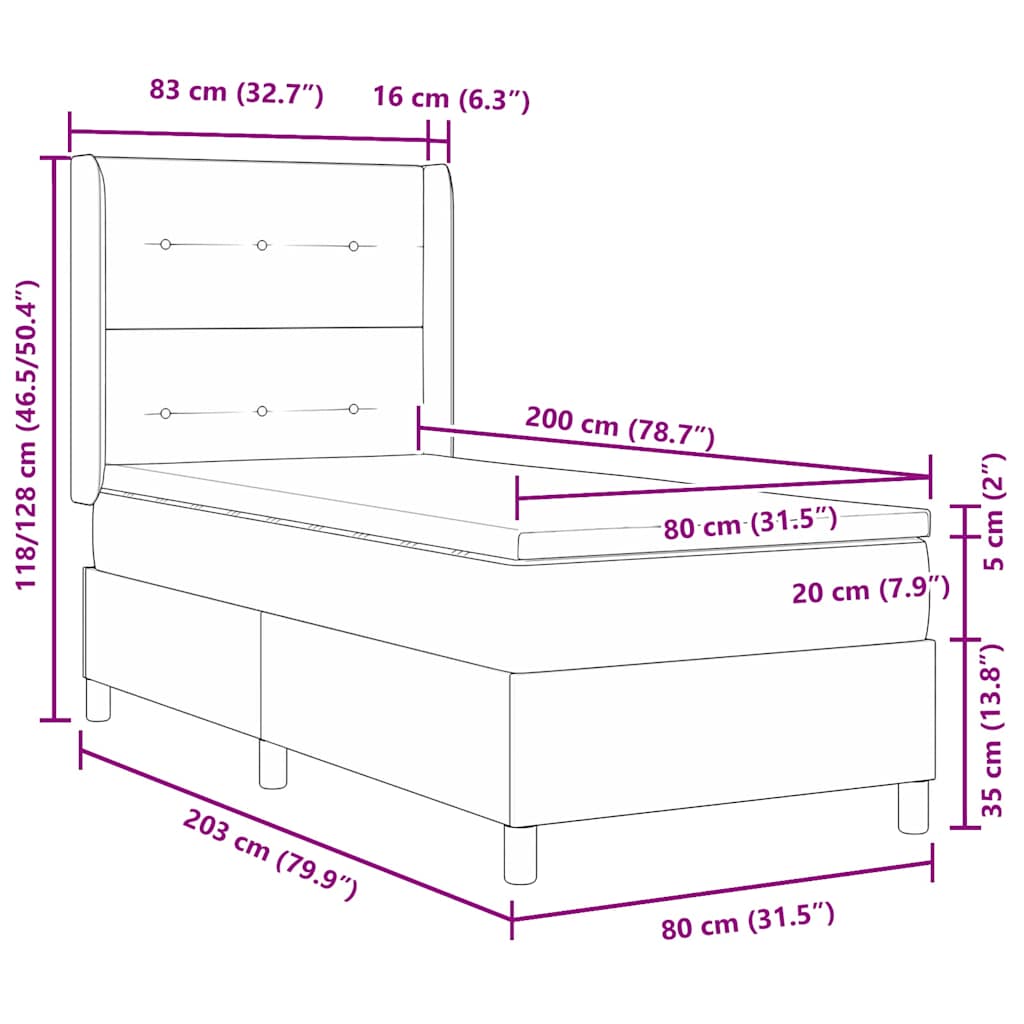 Letto a molle con testiera Rosa 80 x 200 cm Velluto | homemem39