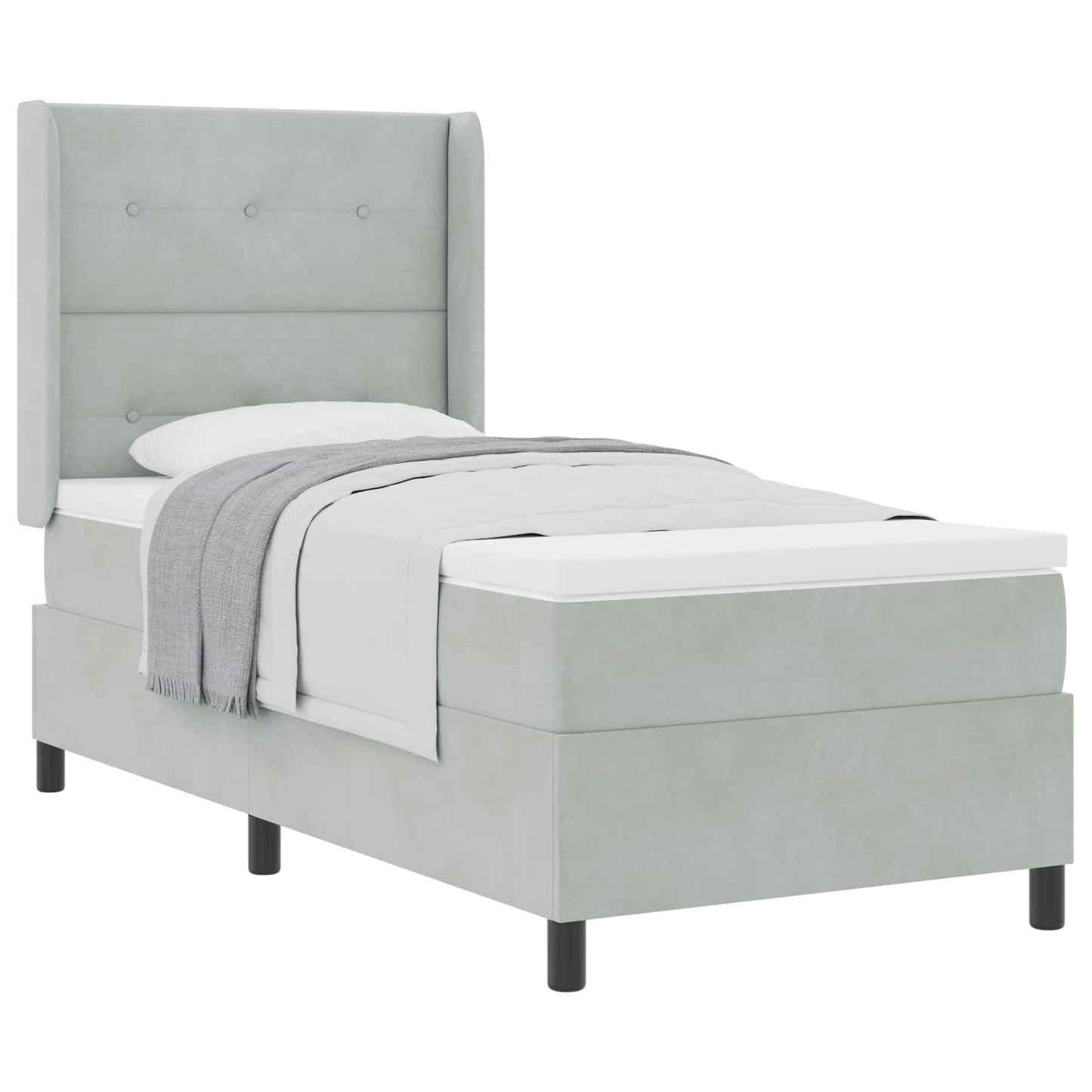 Letto a molle con testiera Grigio chiaro 90 x 190 cm Velluto | homemem39