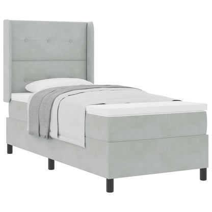 Letto a molle con testiera Grigio chiaro 90 x 190 cm Velluto | homemem39