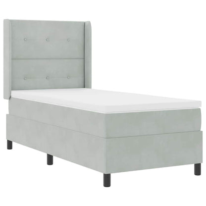 Letto a molle con testiera Grigio chiaro 90 x 190 cm Velluto | homemem39