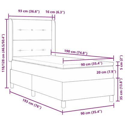 Letto a molle con testiera Grigio chiaro 90 x 190 cm Velluto | homemem39