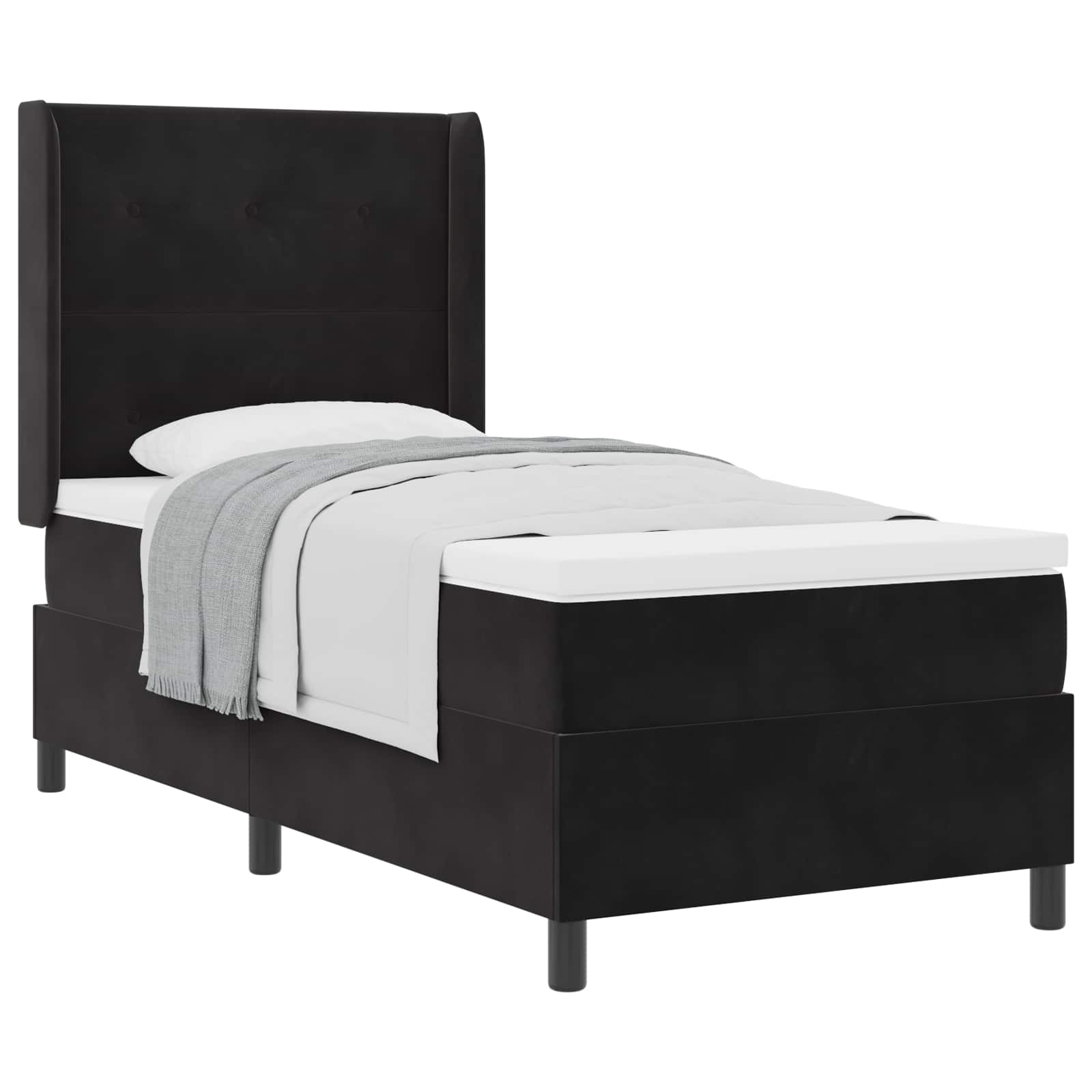 Letto a molle con testiera Nero 90 x 190 cm Velluto | homemem39