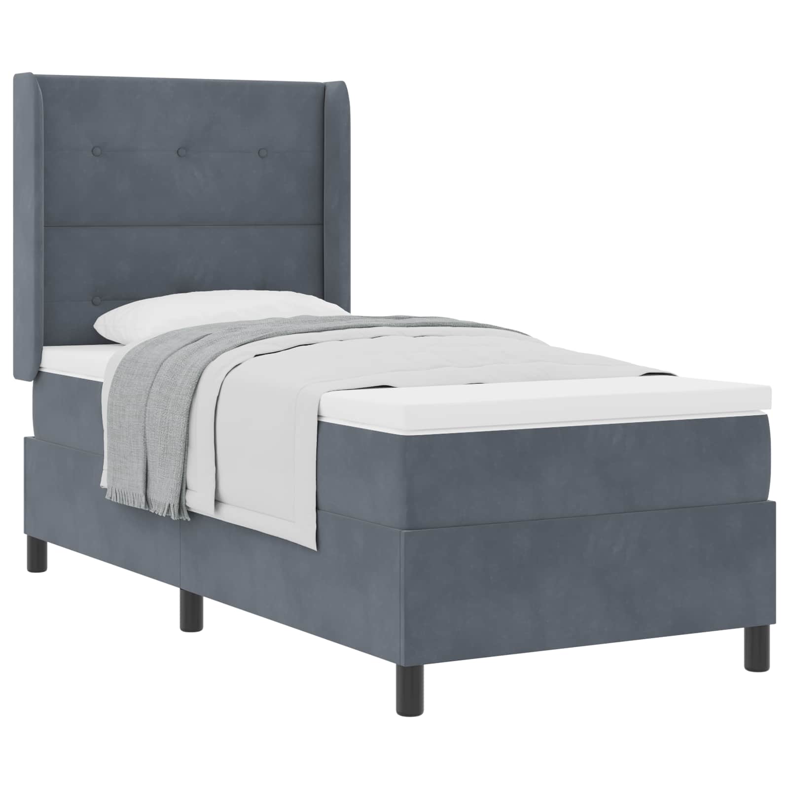 Letto a molle con testiera Grigio scuro 90 x 200 cm Velluto | homemem39