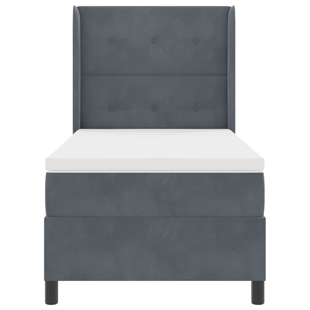 Letto a molle con testiera Grigio scuro 90 x 200 cm Velluto | homemem39