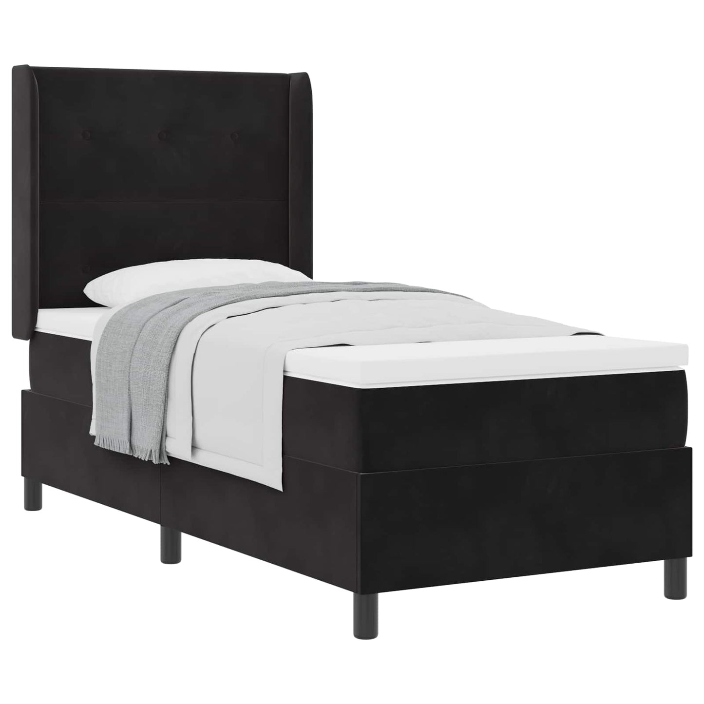 Letto a molle con testiera Nero 90 x 200 cm Velluto | homemem39