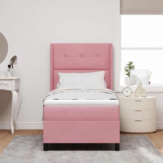 Letto a molle con testiera Rosa 90 x 200 cm Velluto | homemem39