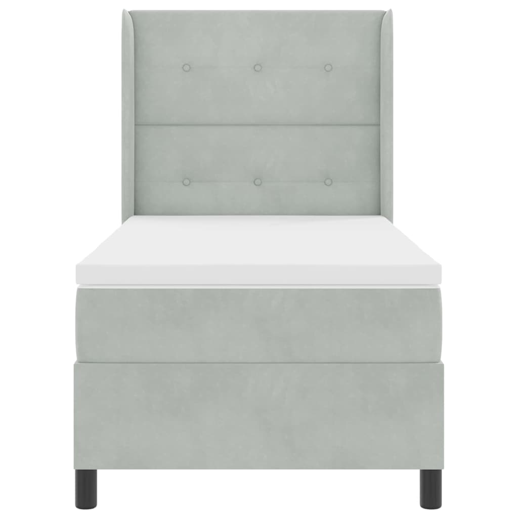 Letto a molle con materasso Grigio chiaro 100 x 200 cm Velluto