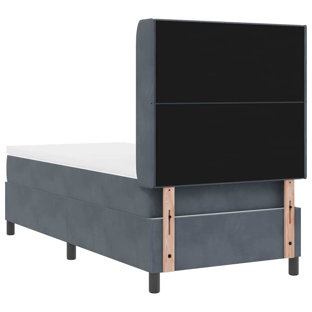 Letto a molle con testiera Grigio scuro 100 x 200 cm Velluto | homemem39